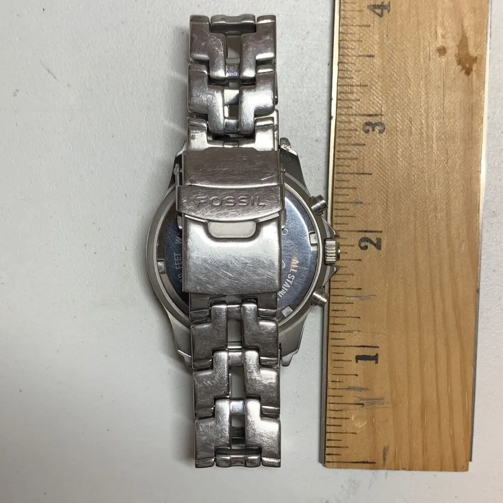 Fossil Blue CH-2332 Quartz Watch Speedway Chronographic Date Silver Band